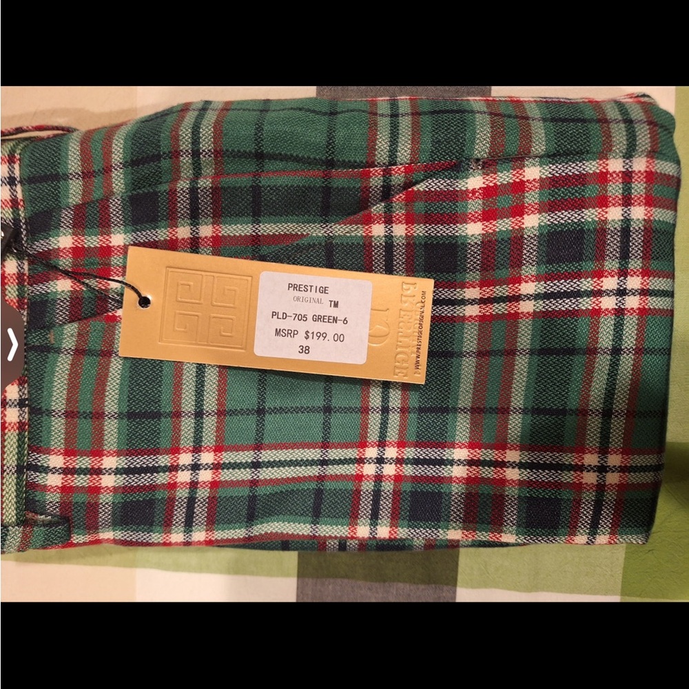 Men's Green Plaid Dress Pants